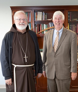 Cardinal Sean P. O'malley meets with the rev. Jack Johnson of director of the Massachusetts Council of Churches, Oct. 4, 2011. Photo by Gregory L. Tracy, The Pilot