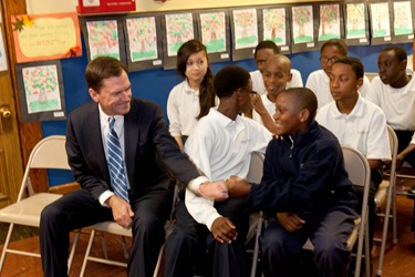 The Campaign for Catholic Schools today announced Oct. 12, 2011 that it has been awarded a $1 million grant by the State Street Foundation, the grant-making arm of State Street Corporation. The annoucement was made at a press conference at Pope John Paul II Catholic Academy Lower Mills Campus. Pilot photo/ Gregory L. Tracy