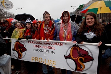 Boston pro-life pilgrims participate in the March for Life in Washington D.C. Jan. 23, 2012. Pilot photo/ Gregory L. Tracy