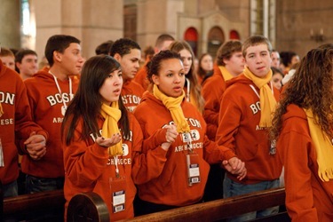 Cardinal Sean P. O'Malley celebrates Mass with Boston pro-life pilgrims at Sacred Heart Shrine in Washington D.C. prior to the March for Life Jan. 23, 2012. Pilot photo/ Gregory L. Tracy
