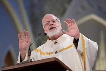 Cardinal O’Malley celebrates the Chrism Mass April 3 at the Cathedral of the Holy Cross.  At the Mass, sacred oils are blessed that will be used in parishes for sacraments throughout the coming year.  Traditionally, the day is also an occasion to celebrate priestly fraternity. Pilot photo by Gregory L. Tracy