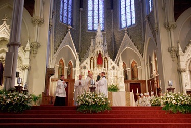 Cardinal O’Malley celebrates the Chrism Mass April 3 at the Cathedral of the Holy Cross.  At the Mass, sacred oils are blessed that will be used in parishes for sacraments throughout the coming year.  Traditionally, the day is also an occasion to celebrate priestly fraternity. Pilot photo by Gregory L. Tracy