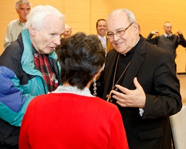 Cardinal Jaime Ortega of Havana speaks to students at the Harvard University Catholic Center at St. Paul Church in Cambridge, Mass. April 24, 2012.
Pilot photo/ Gregory L. Tracy
