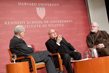 Cardinal Jaime Ortega of Havana and Cardinal Seán P. O’Malley of Boston participate in a forum “Church and Community: A Dialogue About the Role of the Catholic Church in Cuba” at the Harvard Kennedy School of Government in Cambridge, Mass. April 24, 2012.  The discussion was moderated by Jorge Dominguez, the Vice Provost for International Affairs at Harvard.
Pilot photo/ Gregory L. Tracy
