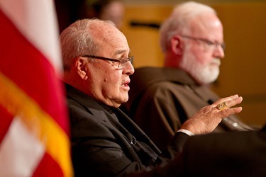 Cardinal Jaime Ortega of Havana and Cardinal Seán P. O’Malley of Boston participate in a forum “Church and Community: A Dialogue About the Role of the Catholic Church in Cuba” at the Harvard Kennedy School of Government in Cambridge, Mass. April 24, 2012.  The discussion was moderated by Jorge Dominguez, the Vice Provost for International Affairs at Harvard.
Pilot photo/ Gregory L. Tracy
