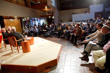 Cardinal Jaime Ortega of Havana and Cardinal Seán P. O’Malley of Boston participate in a forum “Church and Community: A Dialogue About the Role of the Catholic Church in Cuba” at the Harvard Kennedy School of Government in Cambridge, Mass. April 24, 2012.  The discussion was moderated by Jorge Dominguez, the Vice Provost for International Affairs at Harvard.
Pilot photo/ Gregory L. Tracy
