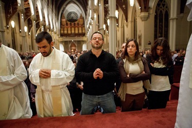 Mass with orchestra and choir of "The Suffering of the Innocents" and Boston members of the Neocatechumenal Way, May 5, 2012 at the Cathedral of the Holy Cross.  Photo by Gregory L. Tracy