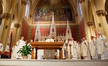 Cardinal Seán P. O’Malley celebrates the Mass of Thanksgiving for all involved in child protection and safe environment efforts in the Archdiocese of Boston June 10, 2012 at Our Lady Help of Christians Church in Newton.  The Mass marked the 10th anniversary of the USCCB Charter for the Protection of Children and Young People and was an opportunity to thank all who have helped the Archdiocese in the implementation of the Charter as volunteers and as staff.  (Pilot photo/ Gregory L. Tracy)