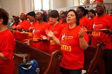 Members of the new ecclesial movement and realities celebrate the Pentecost Vigil with Cardinal Sean P. O’Malley at the Cathedral of Holy Cross May 26, 2012. Pilot photo/ Gregory L. Tracy