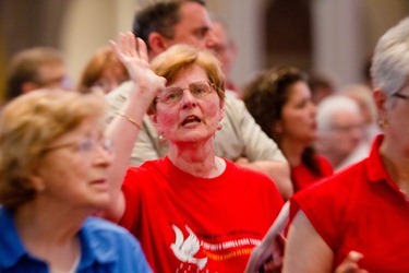 Members of the new ecclesial movement and realities celebrate the Pentecost Vigil with Cardinal Sean P. O’Malley at the Cathedral of Holy Cross May 26, 2012. Pilot photo/ Gregory L. Tracy