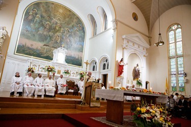 Cardinal Sean P. O'Malley institues lectors and acolytes of Redemptoris Mater Seminary June 9, 2012 at Our Lady of the Assumption Church in East Boston. Photo by Gregory L. Tracy