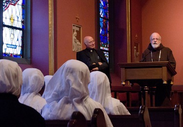 Msgr. Leo Maasburg speaks on the life of Blessed Mother Teresa at the Cathedral of the Holy Cross Sept. 16, 2012. Pilot photo/ Christopher S. Pineo 