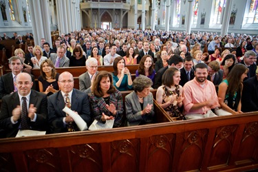 Ordination of Permanent Deacons Robert C. Balzarini, Vincent Gatto, James T. Hinkle, Michael C. Joens, Jonathan Jones, Brian K. Kean, Thomas O’Shea, Louis J. Piazza, William K. Reidy, and Paulo Torrens, Sept. 22, 2012 at the Cathedral of the Holy Cross. 
Pilot photo/ Gregory L. Tracy
