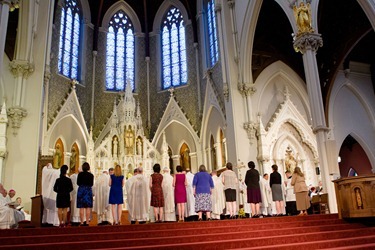 Ordination of Permanent Deacons Robert C. Balzarini, Vincent Gatto, James T. Hinkle, Michael C. Joens, Jonathan Jones, Brian K. Kean, Thomas O’Shea, Louis J. Piazza, William K. Reidy, and Paulo Torrens, Sept. 22, 2012 at the Cathedral of the Holy Cross. 
Pilot photo/ Gregory L. Tracy
