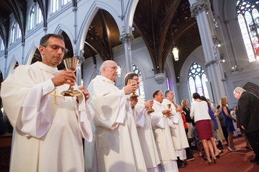 Ordination of Permanent Deacons Robert C. Balzarini, Vincent Gatto, James T. Hinkle, Michael C. Joens, Jonathan Jones, Brian K. Kean, Thomas O’Shea, Louis J. Piazza, William K. Reidy, and Paulo Torrens, Sept. 22, 2012 at the Cathedral of the Holy Cross. 
Pilot photo/ Gregory L. Tracy
