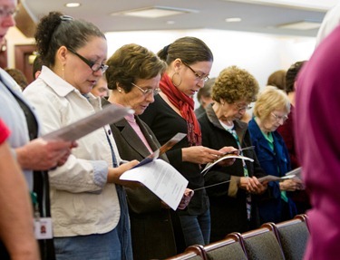 Cardinal Seán P. O’Malley celebrates a Mass at the Archdiocese of Boston’s Bethany Chapel to open the Year of Faith Oct. 11, 2012.  Afterward, members of the media were invited to observe as he sent Twitter messages on the Year of Faith and on the physician assisted suicide ballot measure.<br /><br /><br /><br /><br /><br /><br />
Pilot photo by Gregory L. Tracy