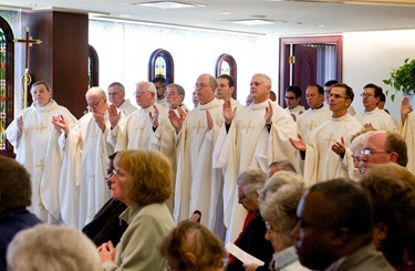 Cardinal Seán P. O’Malley celebrates a Mass at the Archdiocese of Boston’s Bethany Chapel to open the Year of Faith Oct. 11, 2012.  Afterward, members of the media were invited to observe as he sent Twitter messages on the Year of Faith and on the physician assisted suicide ballot measure.<br /><br /><br /><br /><br /><br /><br />
Pilot photo by Gregory L. Tracy