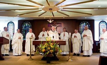 Cardinal Seán P. O’Malley celebrates a Mass at the Archdiocese of Boston’s Bethany Chapel to open the Year of Faith Oct. 11, 2012.  Afterward, members of the media were invited to observe as he sent Twitter messages on the Year of Faith and on the physician assisted suicide ballot measure.<br /><br /><br /><br /><br /><br /><br />
Pilot photo by Gregory L. Tracy