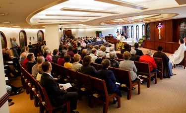 Cardinal Seán P. O’Malley celebrates a Mass at the Archdiocese of Boston’s Bethany Chapel to open the Year of Faith Oct. 11, 2012.  Afterward, members of the media were invited to observe as he sent Twitter messages on the Year of Faith and on the physician assisted suicide ballot measure.<br /><br /><br /><br /><br /><br /><br />
Pilot photo by Gregory L. Tracy