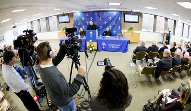 Press conference to annouce cardinal's acceptance of the pastoral plan "Disciples in Mission" Nov. 15, 2012. 
Photo by Gregory L. Tracy, The Pilot