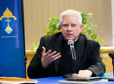 Press conference to annouce cardinal's acceptance of the pastoral plan "Disciples in Mission" Nov. 15, 2012. 
Photo by Gregory L. Tracy, The Pilot