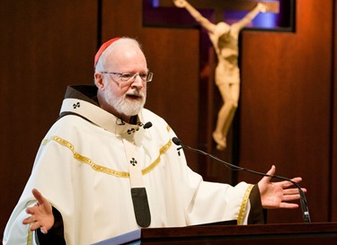 Cardinal Sean P. O’Malley celebrates a Mass for the Feast of the Chair of Peter in celebration of the ministry of Pope Benedict XVI. In his homily, Cardinal O’Malley downplayed speculation of his becoming the next pope and instead said it was important that Catholics pray for the Holy Spirit to help the cardinals in making the right choice. (Pilot photo by Gregory L. Tracy)