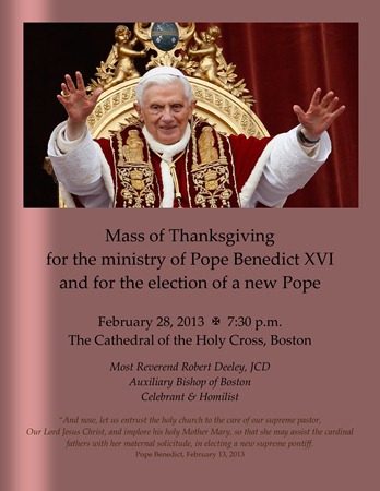 Mass of Thanksgiving for Pope Benedict