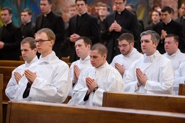 Cardinal Sean P.  O’Malley and celebrates Sunday Mass with other American Cardinals and  Archbishop Joseph Augustine Di Noia, O.P. at the Pontifical North American College March 3, 2013.<br /><br /><br /><br /><br /> During the Mass about 50 seminarians —  including those from the Dioceses of Fall River and Worcester — received the order of acolyte, one of the steps in advancing towards the priesthood.<br /><br /><br /><br /><br /> Pilot photo/ Gregory L. Tracy<br /><br /><br /><br /><br /> 