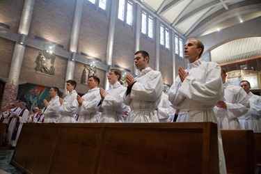 Cardinal Sean P.  O’Malley and celebrates Sunday Mass with other American Cardinals and  Archbishop Joseph Augustine Di Noia, O.P. at the Pontifical North American College March 3, 2013.<br /><br /><br /><br /><br /> During the Mass about 50 seminarians —  including those from the Dioceses of Fall River and Worcester — received the order of acolyte, one of the steps in advancing towards the priesthood.<br /><br /><br /><br /><br /> Pilot photo/ Gregory L. Tracy<br /><br /><br /><br /><br /> 