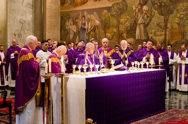 Cardinal Sean P.  O’Malley and celebrates Sunday Mass with other American Cardinals and  Archbishop Joseph Augustine Di Noia, O.P. at the Pontifical North American College March 3, 2013.<br /><br /><br /><br /><br /> During the Mass about 50 seminarians —  including those from the Dioceses of Fall River and Worcester — received the order of acolyte, one of the steps in advancing towards the priesthood.<br /><br /><br /><br /><br /> Pilot photo/ Gregory L. Tracy<br /><br /><br /><br /><br /> 