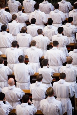 Cardinal Sean P.  O’Malley and celebrates Sunday Mass with other American Cardinals and  Archbishop Joseph Augustine Di Noia, O.P. at the Pontifical North American College March 3, 2013.<br /><br /><br /><br /><br /> During the Mass about 50 seminarians —  including those from the Dioceses of Fall River and Worcester — received the order of acolyte, one of the steps in advancing towards the priesthood.<br /><br /><br /><br /><br /> Pilot photo/ Gregory L. Tracy<br /><br /><br /><br /><br /> 