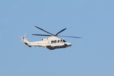 The helicopter carrying Pope Benedict XVI passes over The Pontifical North American College in Rome Feb. 28.  Pilot photo/Gregory L.  Tracy