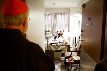 Cardinal O’Malley visits the Regina Cleri residence for retired priests Holy Thursday, March 28, 2013.
Pilot photo by Christopher S. Pineo 
