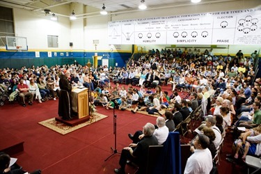 Cardinal Sean O'Malley meets with membersof the Neocatechumenal Way at Immaculate Conception School in Revere June 17, 2013. Photo by Gregory L. Tracy