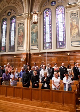 Cardinal Sean P. O’Malley celebrates Mass Sept. 7, 2013 to conclude a 5-hour prayer vigil for peace at St. John’s Seminary in Brighton, Mass. The vigil was held in response to Pope Francis’s call for a day of fasting and prayer for peace in Syria and the Middle East.
Pilot photo/ Christopher S. Pineo  
