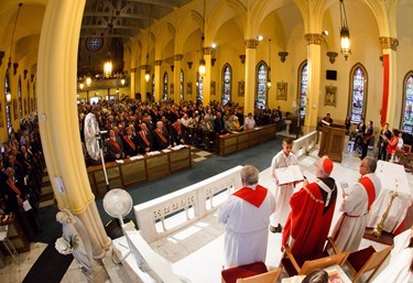 The Feast of the Three Saints celebrated Sept. 1, 2013, Sunday of Labor Day Weekend, at Holy Rosary Church of Corpus Christi Parish in Lawrence. Cardinal Sean P. O’Malley celebrated the Mass to mark the 90th anniversary of the feast.<br />
Photo by Gregory L. Tracy<br />
