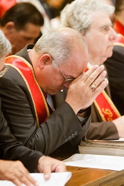 The Feast of the Three Saints celebrated Sept. 1, 2013, Sunday of Labor Day Weekend, at Holy Rosary Church of Corpus Christi Parish in Lawrence. Cardinal Sean P. O’Malley celebrated the Mass to mark the 90th anniversary of the feast.<br />
Photo by Gregory L. Tracy<br />
