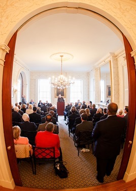 Cardinal Seán P. O'Malley meets with state legislators at the Union Club on Beacon Hill Oct. 17, 2013.
Photo by Gregory L. Tracy, The Pilot
