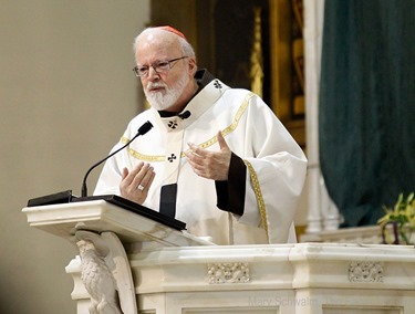 MARY SCHWALM/Staff photo Cardinal Sean P. O'Malley speaks to the assembled during the10th anniversary mass of celebration and thanksgiving for Notre Dame Cristo Rey High School at St. Mary's Church in Lawrence.   10/9/13