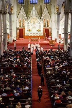 The 2013 Cheverus Awards are presented at an afternoon Vespers Service, Nov. 24, 2013 at the Cathedral of the Holy Cross.  Each year about 100 laypeople, deacons and religious are recognized with the award for their long-term service to the Church.
Pilot photo/ Gregory L. Tracy 