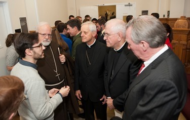 Cardinal Wuerl leadsUniversity Prayer Service to End World Hunger
Pope Francis Endorses Global Campaign by Caritas
  Cardinal Donald Wuerl, Archbishop of Washington, Chancellor of The Catholic University of America (CUA) and a member of the CUA Board of Trustees, will lead students at the University in prayer, joining Pope Francis and Catholics worldwide in support of a campaign to end world hunger. Fellow University trustees  and Cardinal Sean O’Malley, Archbishop of Boston; and University President John Garvey, along with other CUA trustees, are expected to join Cardinal Wuerl at the campus prayer service at Caldwell Chapel. 
Ed Pfueller/The Catholic University of America