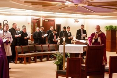 Cardinal Seán P. O'Malley celebrates an Advent Mass for all the seminarians of the Archdiocese of Boston at the Pastoral Center in Braintree Dec. 20, 2013. Pilot photo by Gregory L. Tracy