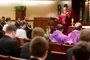 Cardinal Seán P. O'Malley celebrates an Advent Mass for all the seminarians of the Archdiocese of Boston at the Pastoral Center in Braintree Dec. 20, 2013. Pilot photo by Gregory L. Tracy