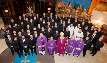 Cardinal Seán P. O'Malley celebrates an Advent Mass for all the seminarians of the Archdiocese of Boston at the Pastoral Center in Braintree Dec. 20, 2013. Pilot photo by Gregory L. Tracy