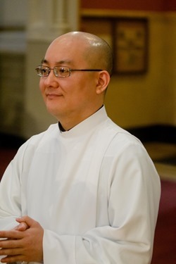 Ordination of transitional Deacons Jeffrey Archer, Steven Clemence, Peter DeFazio, George Fitzsimmons, Kevin Hickey, Karlo Hocurscak, Mark Storey, Lawrence Tocci and Jiwon Yoon Jan. 18, 2014 at the Cathedral of the Holy Cross. Pilot photo by Gregory L. Tracy 