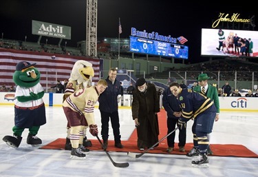 -Boston, MA, January 4,  2014-

Boston College faced off against Notre Dame during the second of two Hockey East games during City Frozen Fenway on January 4, 2013 at Fenway Park in Boston, Massachusetts. 

 (Photo by Michael Ivins/Boston Red Sox)
