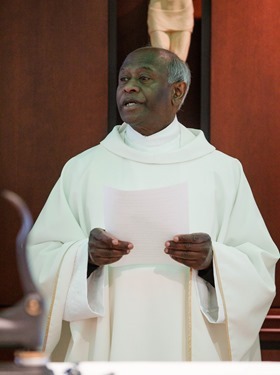 Incardination of Fathers Succès Jean-Pierre, Gabino Macias and Linus Mendis during Mass celebrated Feb. 28, 2014 at the Archdiocese of Boston's Pastoral Center in Braintree. Pilot photo/ Gregory L. Tracy