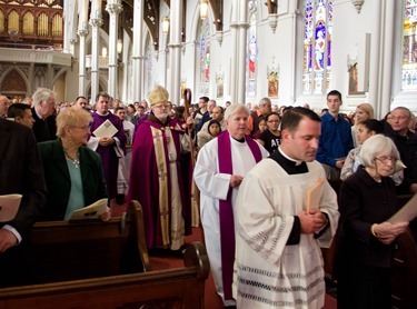 The Rite of Election and Call to Continuing Conversion for those who will be received into the Church at Easter is celebrated at the Cathedral of the Holy Cross March 9, 2014. (Pilot photo/ Christopher S. Pineo) 