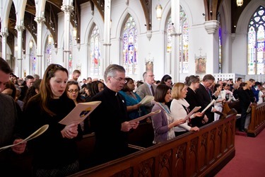 The Rite of Election and Call to Continuing Conversion for those who will be received into the Church at Easter is celebrated at the Cathedral of the Holy Cross March 9, 2014. (Pilot photo/ Christopher S. Pineo) 