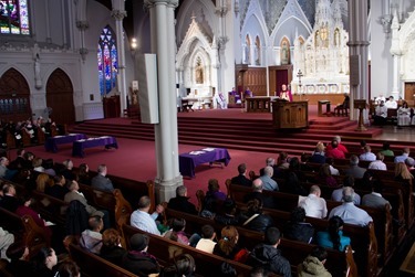 The Rite of Election and Call to Continuing Conversion for those who will be received into the Church at Easter is celebrated at the Cathedral of the Holy Cross March 9, 2014. (Pilot photo/ Christopher S. Pineo) 